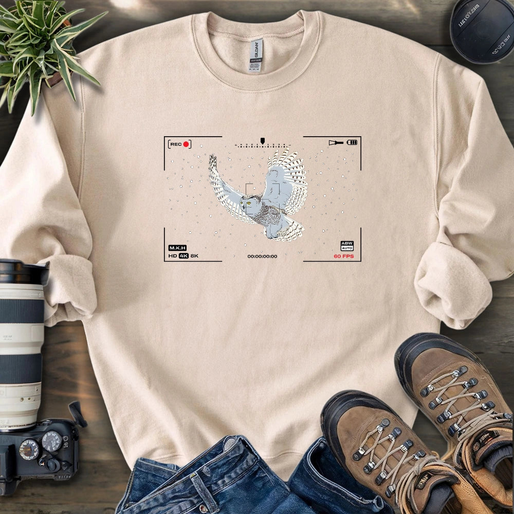 Snowy Owl In Snow Sweatshirt