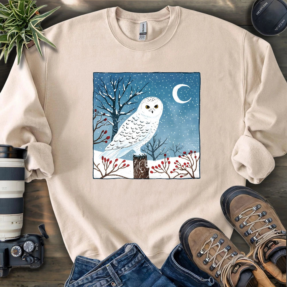 Snowy Owl at Midnight Sweatshirt