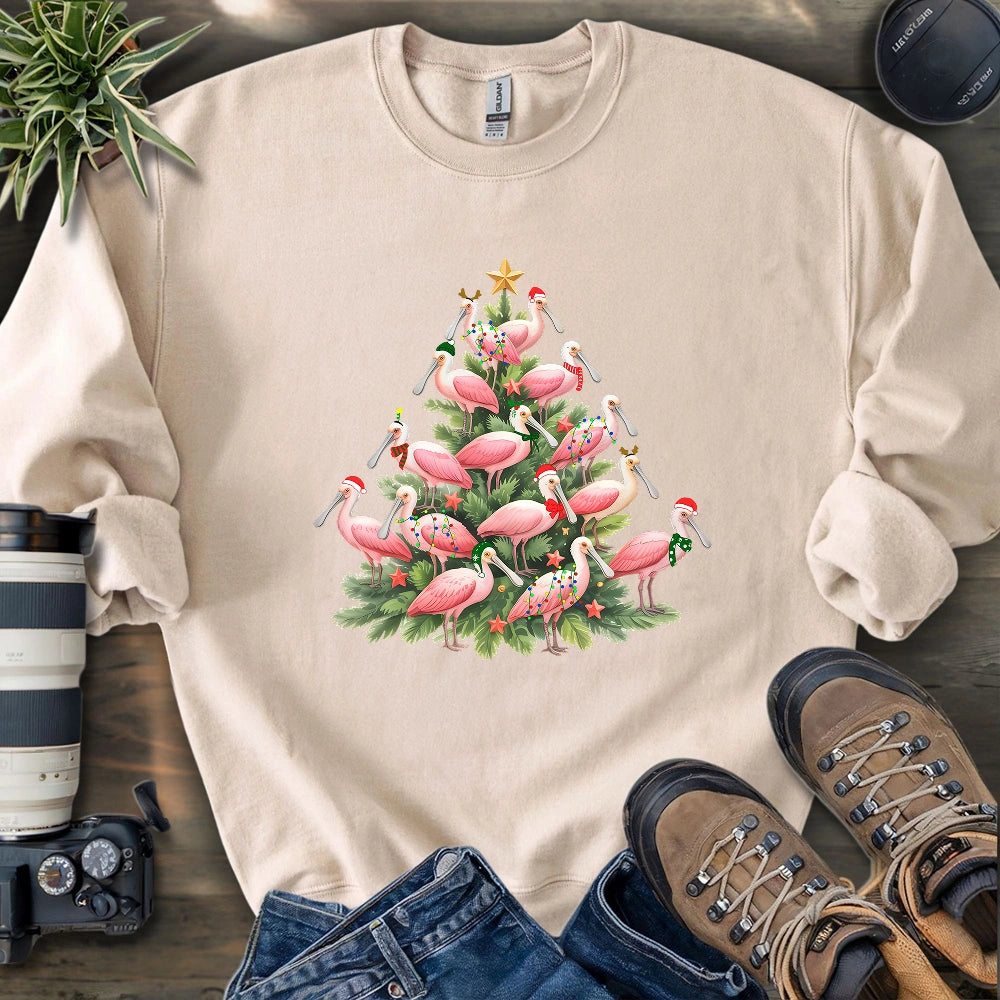 Spoonbill Christmas Tree Sweatshirt