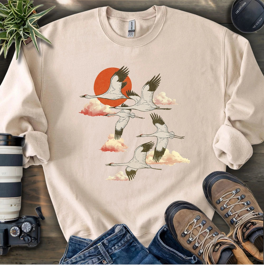 Twilight Whooping Cranes Sweatshirt