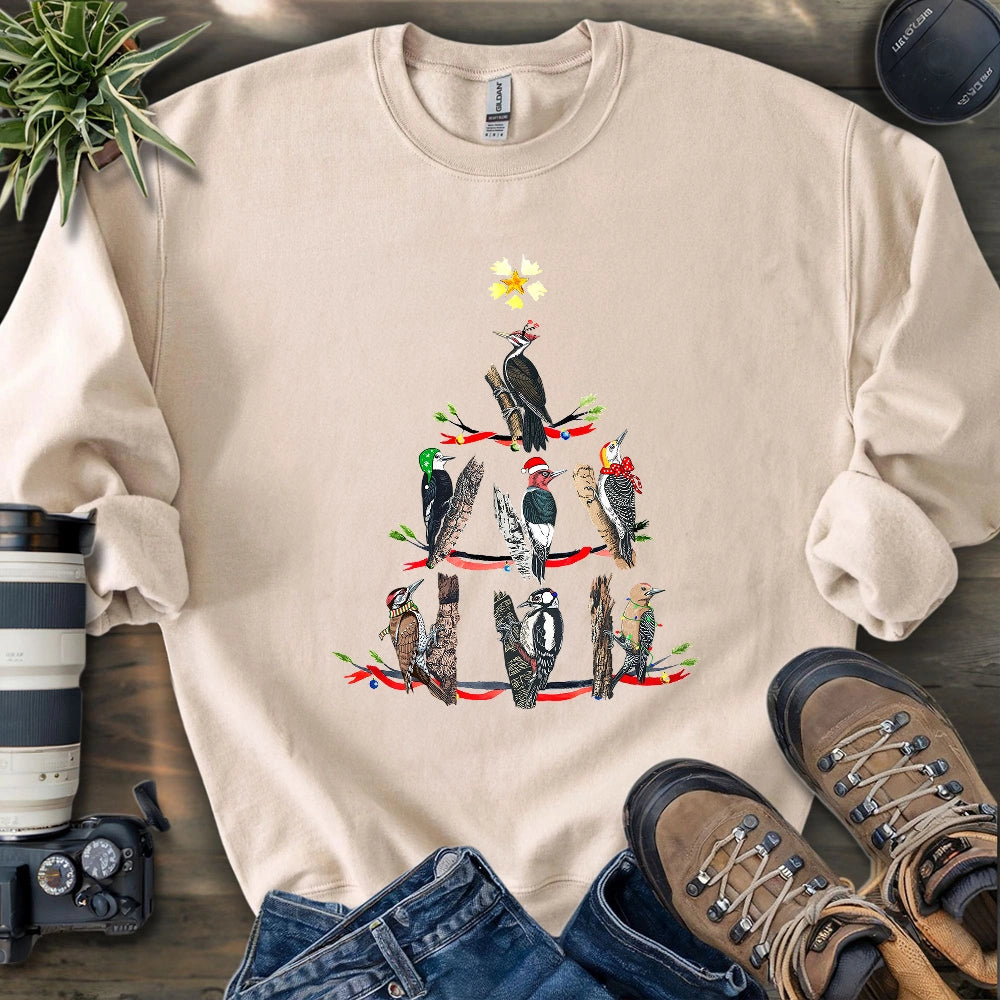 Woodpecker Christmas Tree Sweatshirt