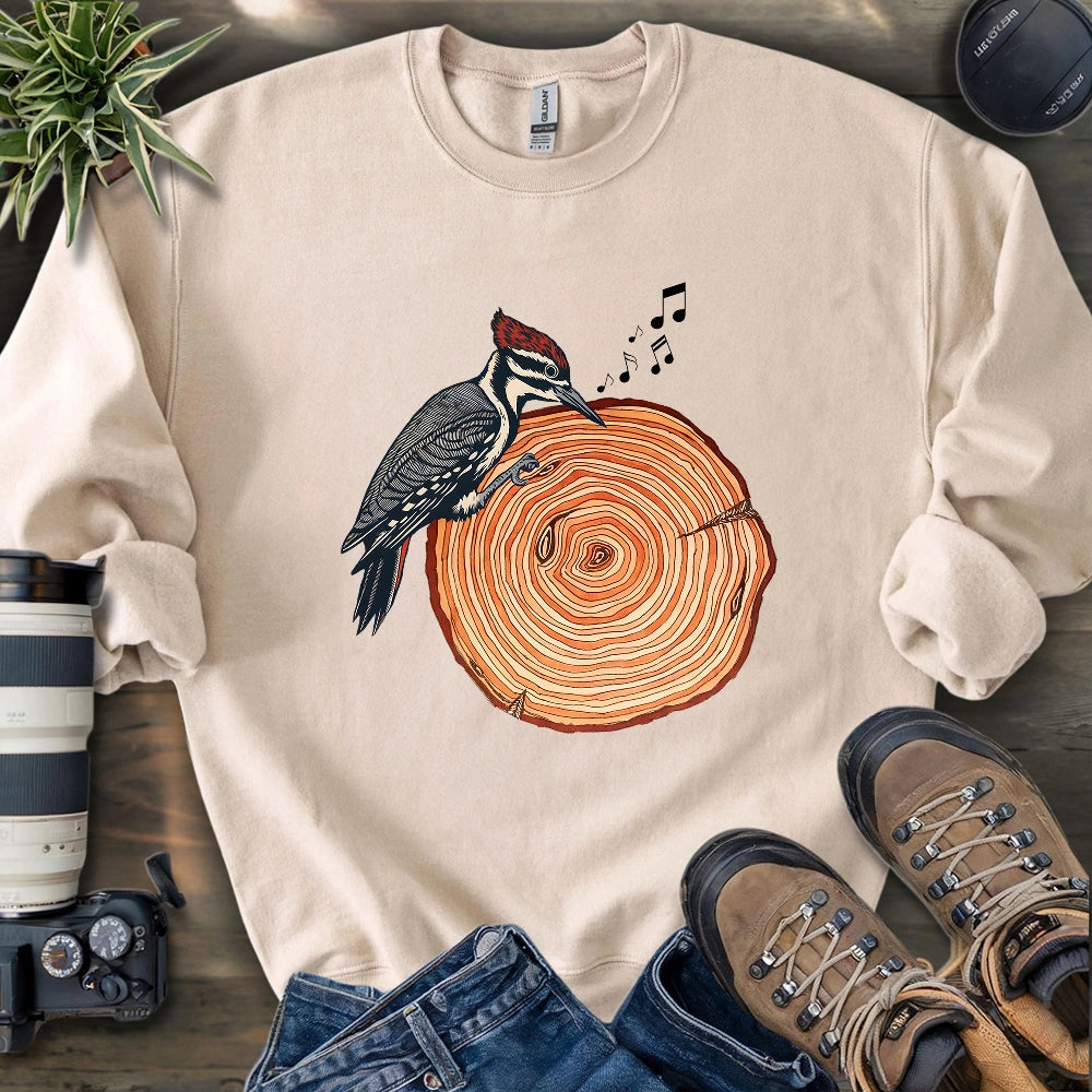 Woodpecker Playing Vinyl Sweatshirt