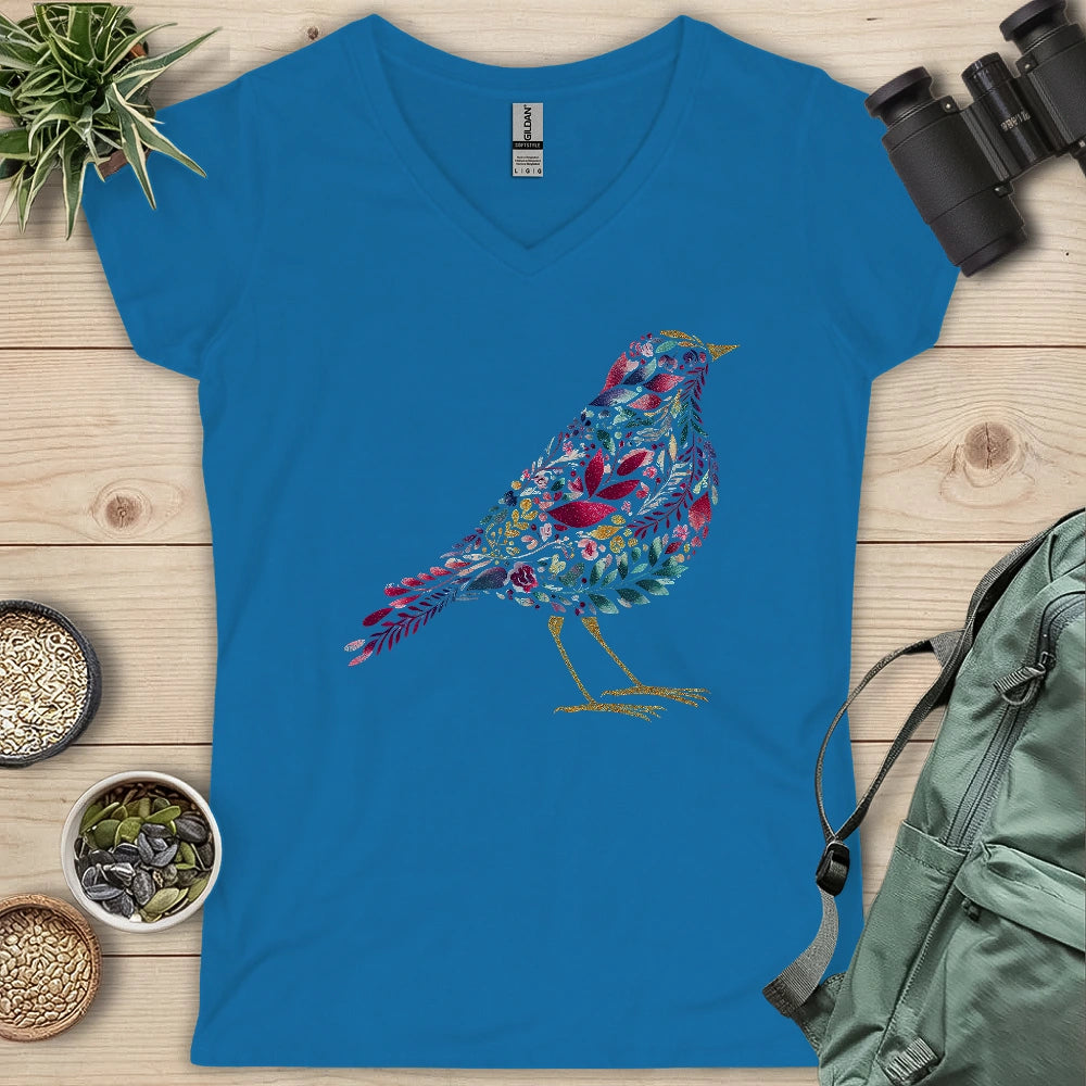 Bird Made By Leaves Lady V-neck