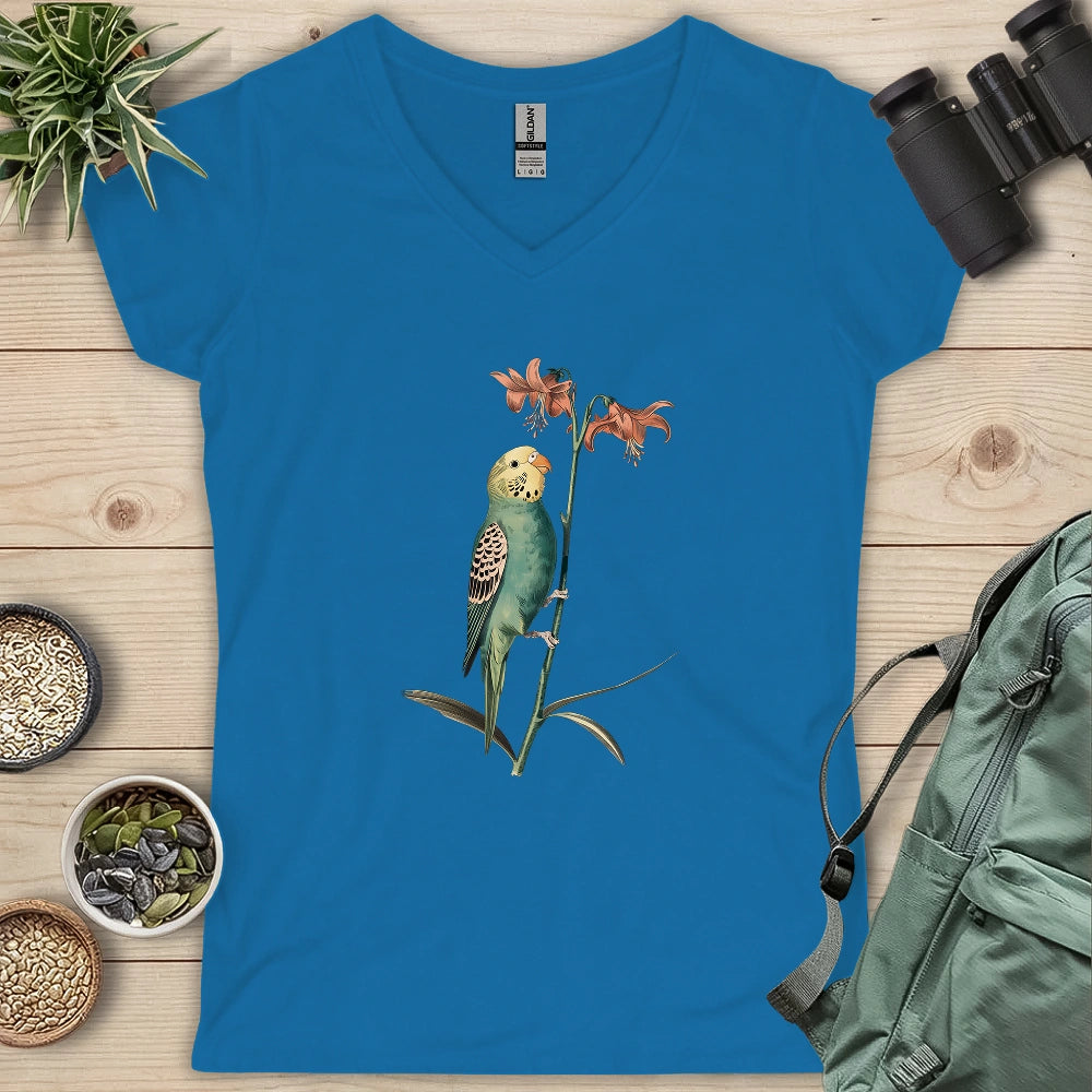 Budgerigar And Lily Lady V-neck