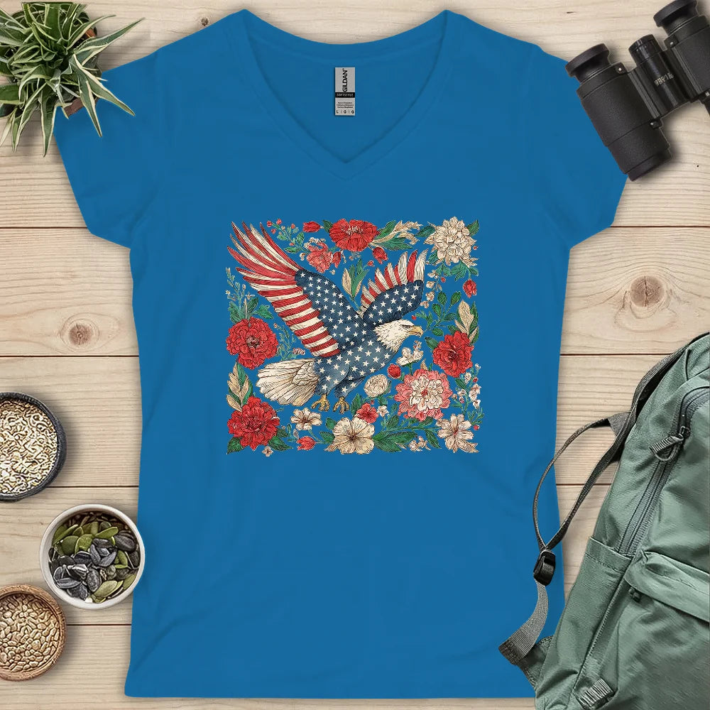 Eagle Of 4th Of July Lady V-neck