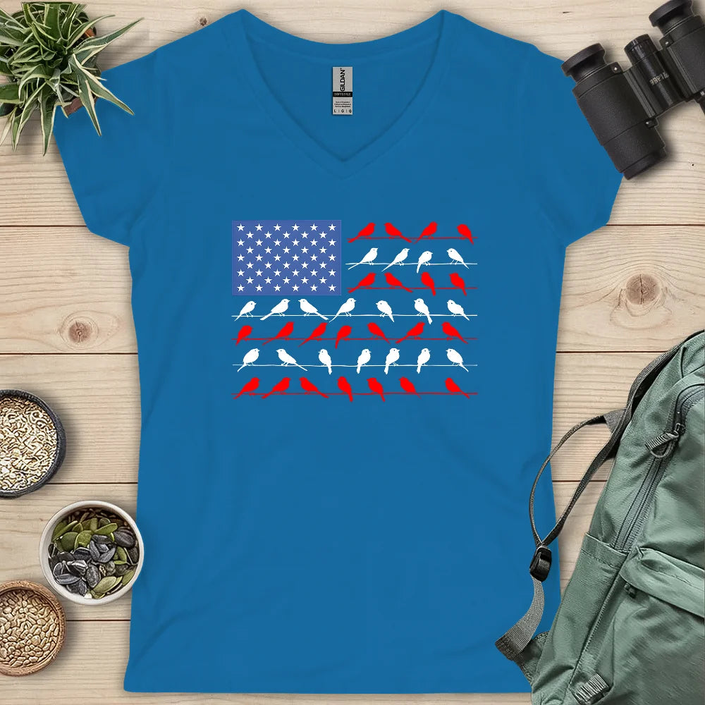 Feathered Flag Lady V-neck