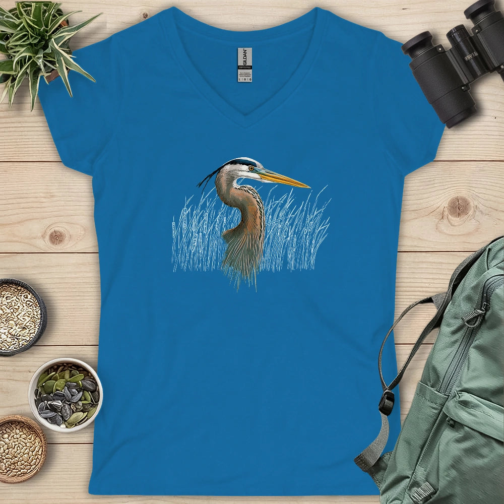 Great Blue Heron Lady V-neck