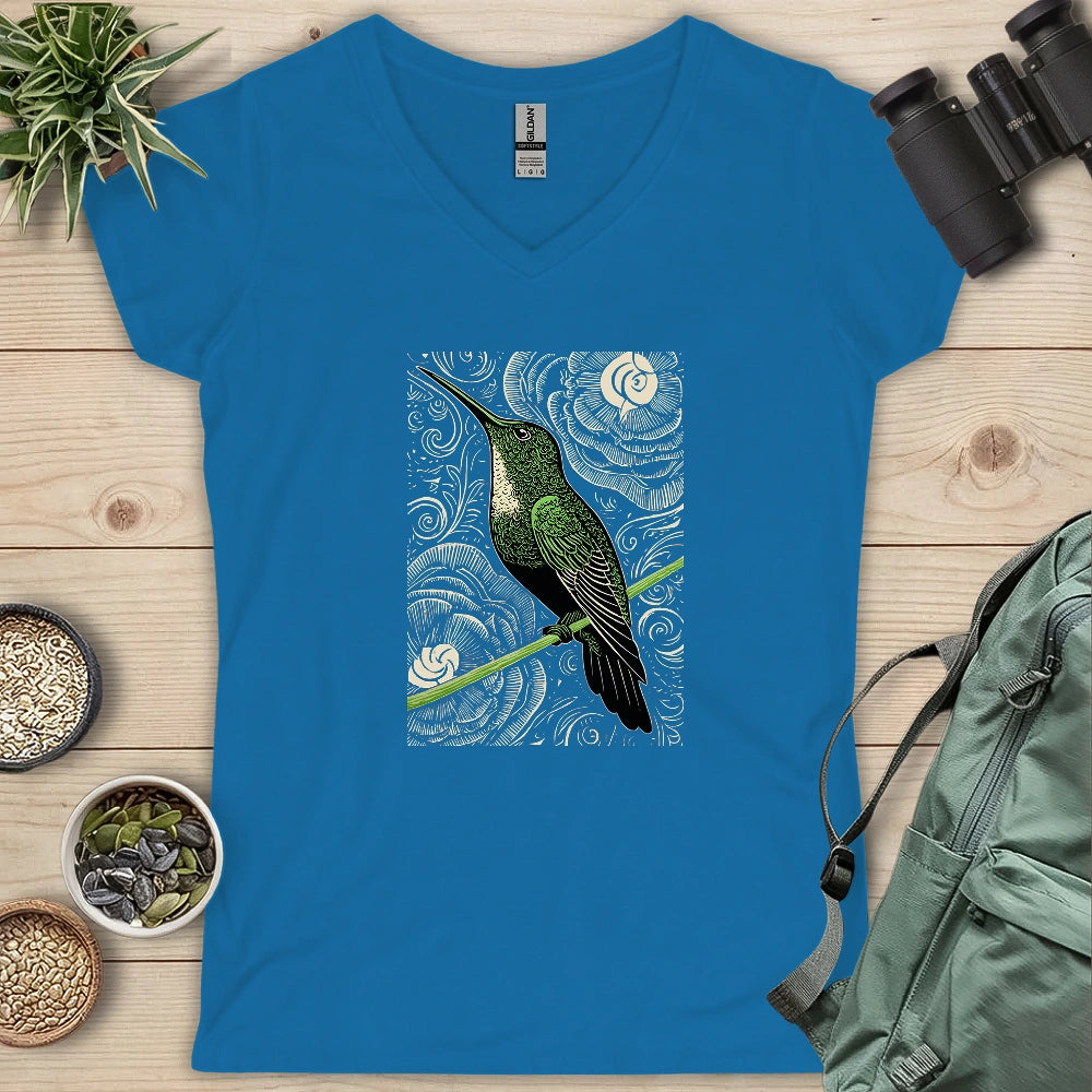 Green Hummingbird Lady V-neck