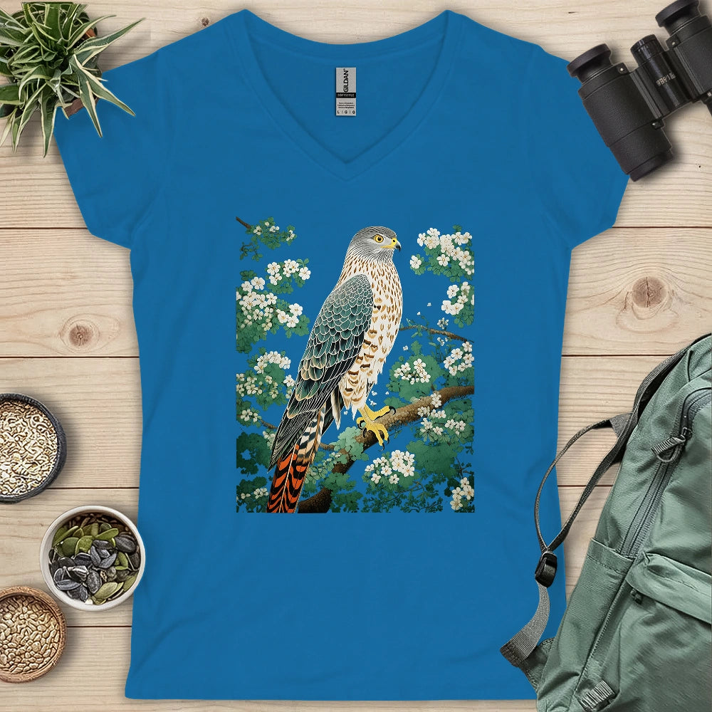 Hawk in Bloom Lady V-neck