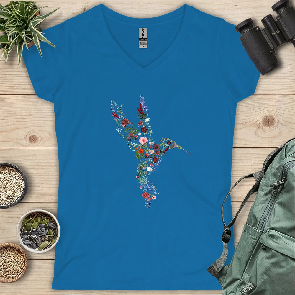 Hummingbird Made By Flowers Lady V-neck