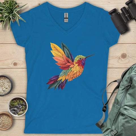 Hummingbird Made By Leaves Lady V-neck