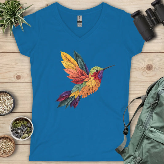 Hummingbird Made By Leaves Lady V-neck