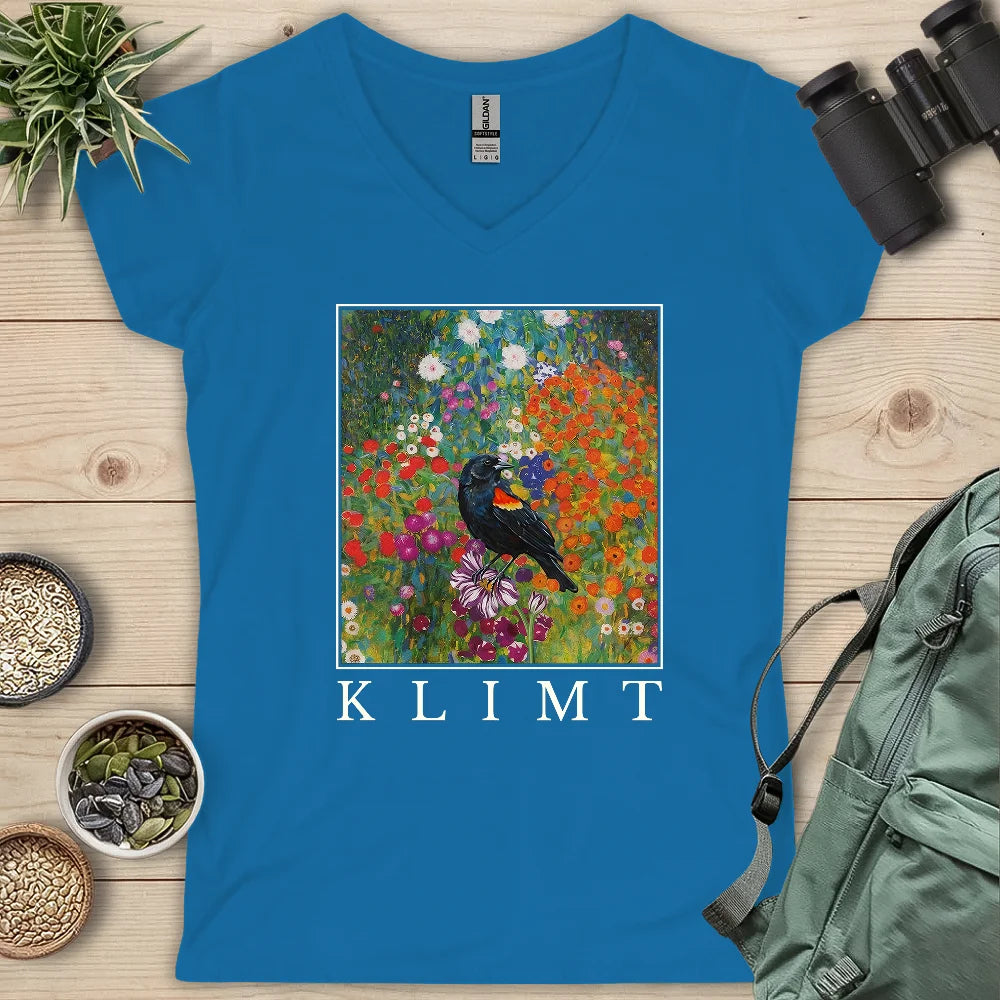 Klimt Blackbird Lady V-neck