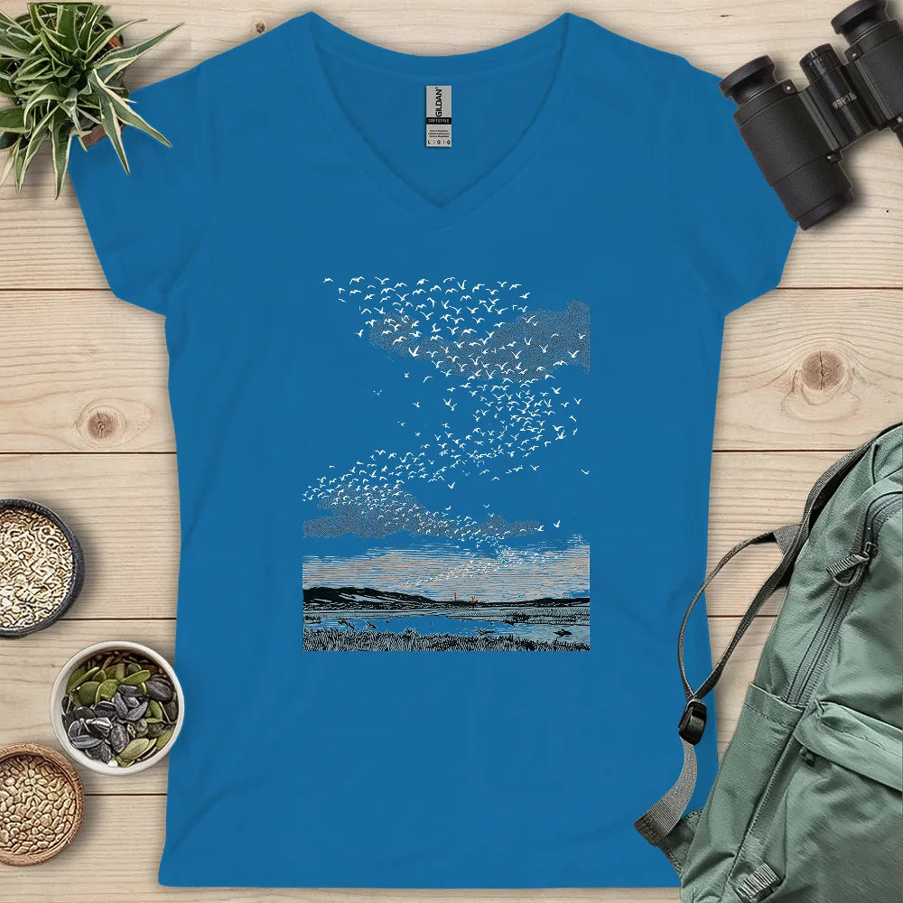 Migrating Wild Ducks Lady V-neck