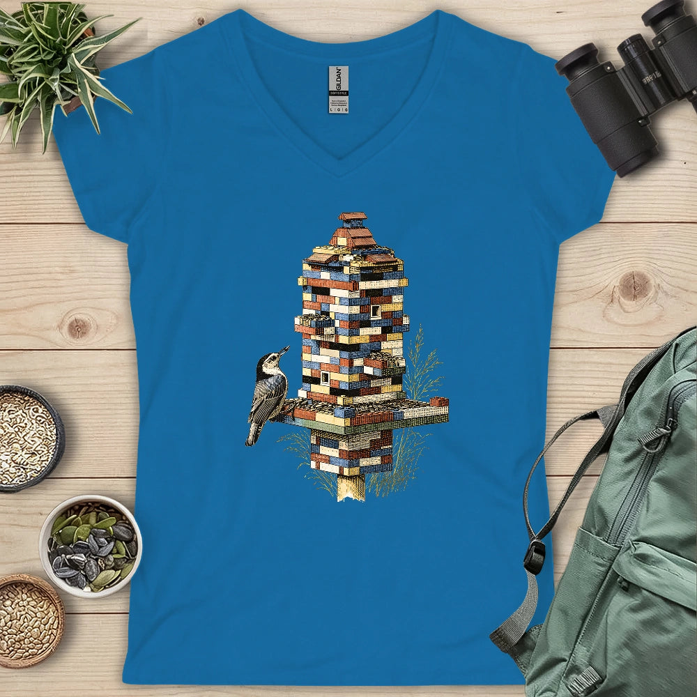 Nuthatch Playing Lego Lady V-neck