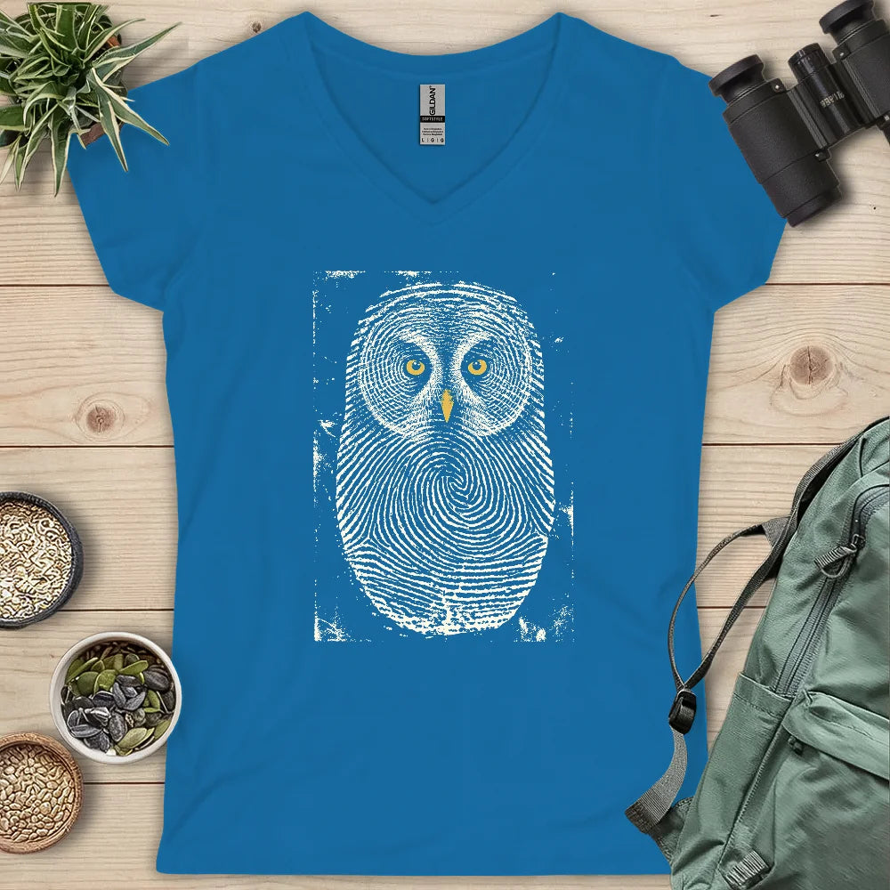Owl Face Print Lady V-neck