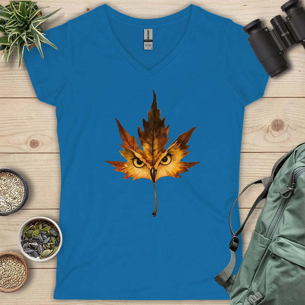 Owl Mapple Leaf Lady V-neck