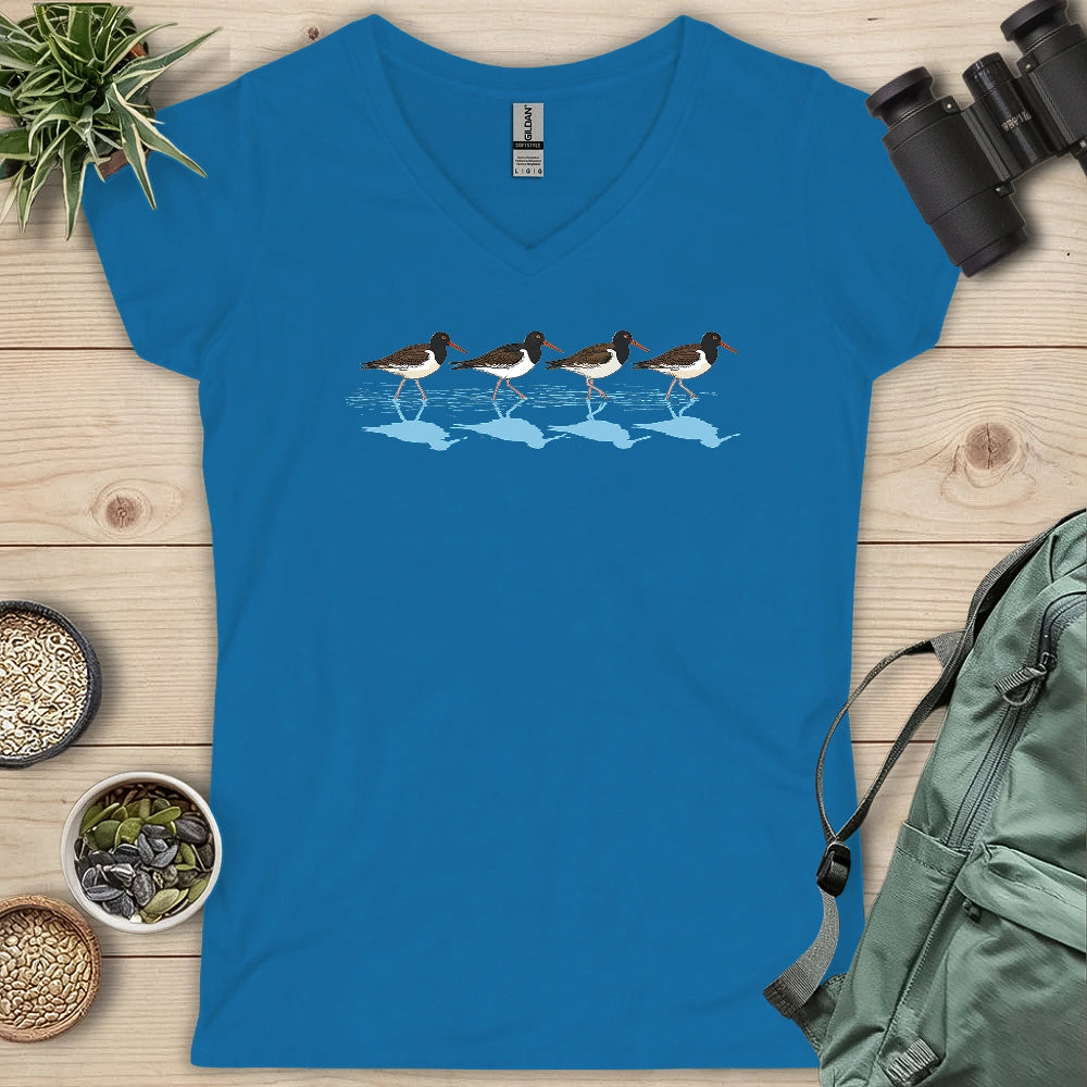 Oystercatchers Walking Lady V-neck