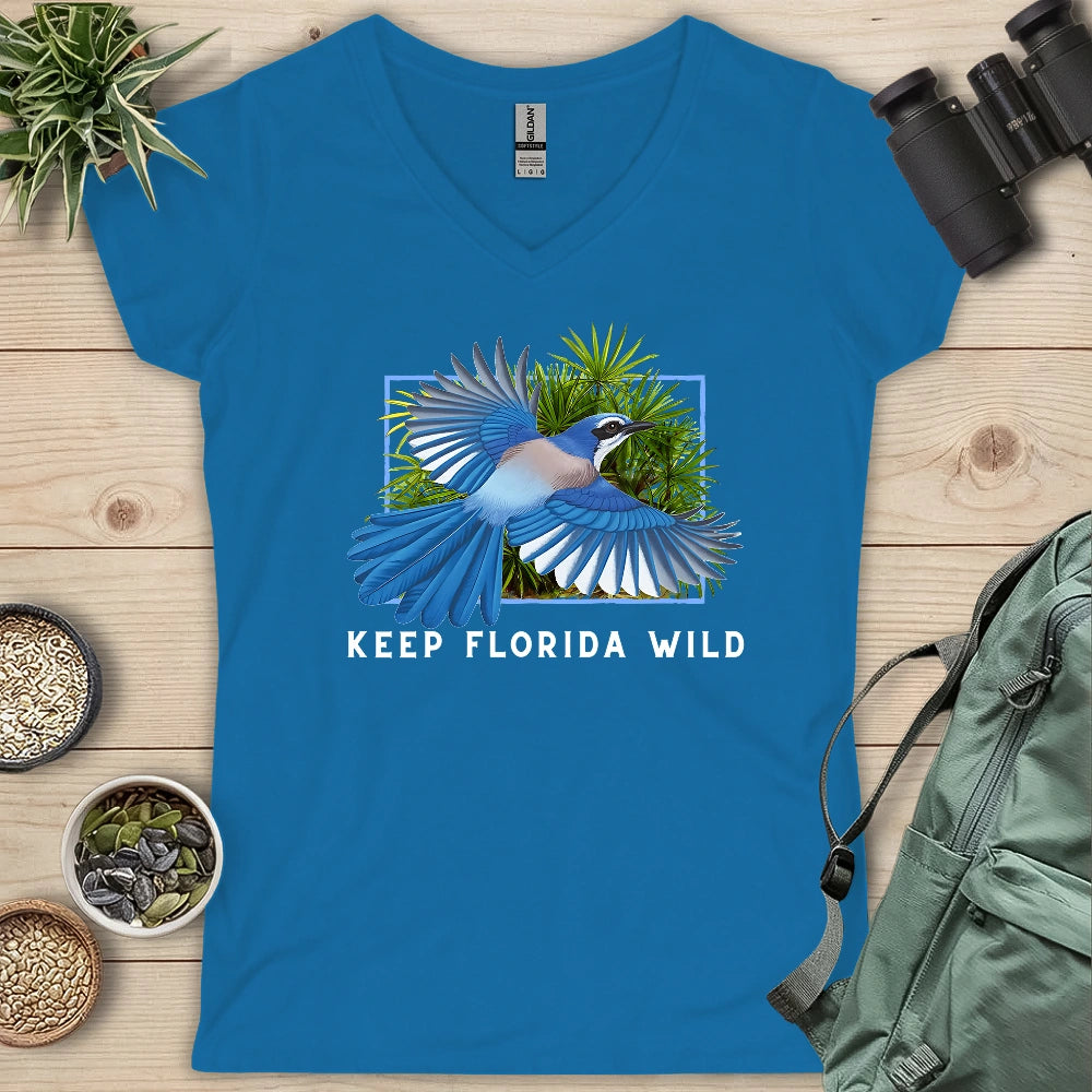 Protect Florida Scrub Jay Lady V-neck