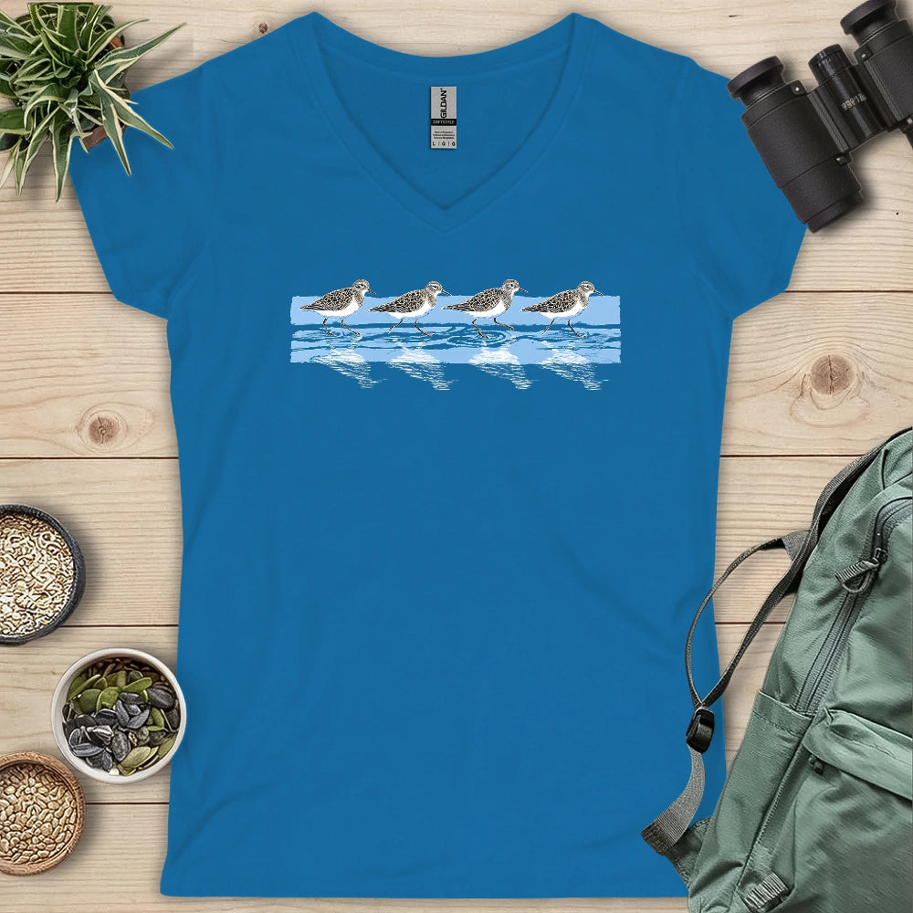 Tidewalking Sandpipers Lady V-neck