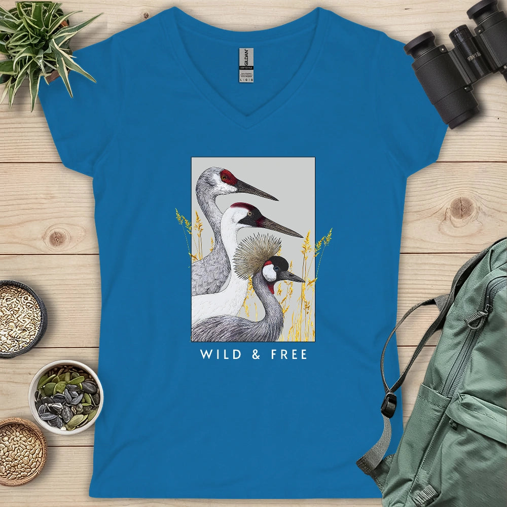 Wild Cranes Must Be Protected Lady V-neck
