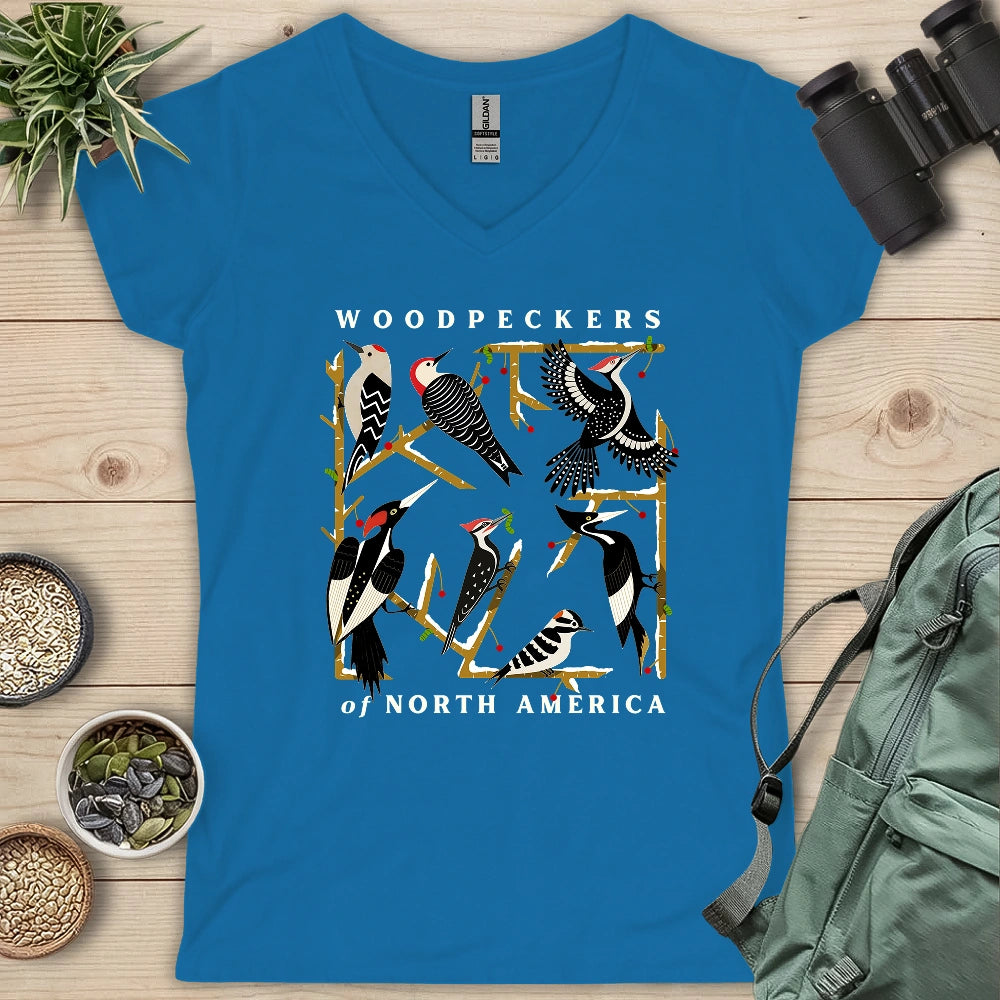 Woodpeckers Of North America Lady V-neck