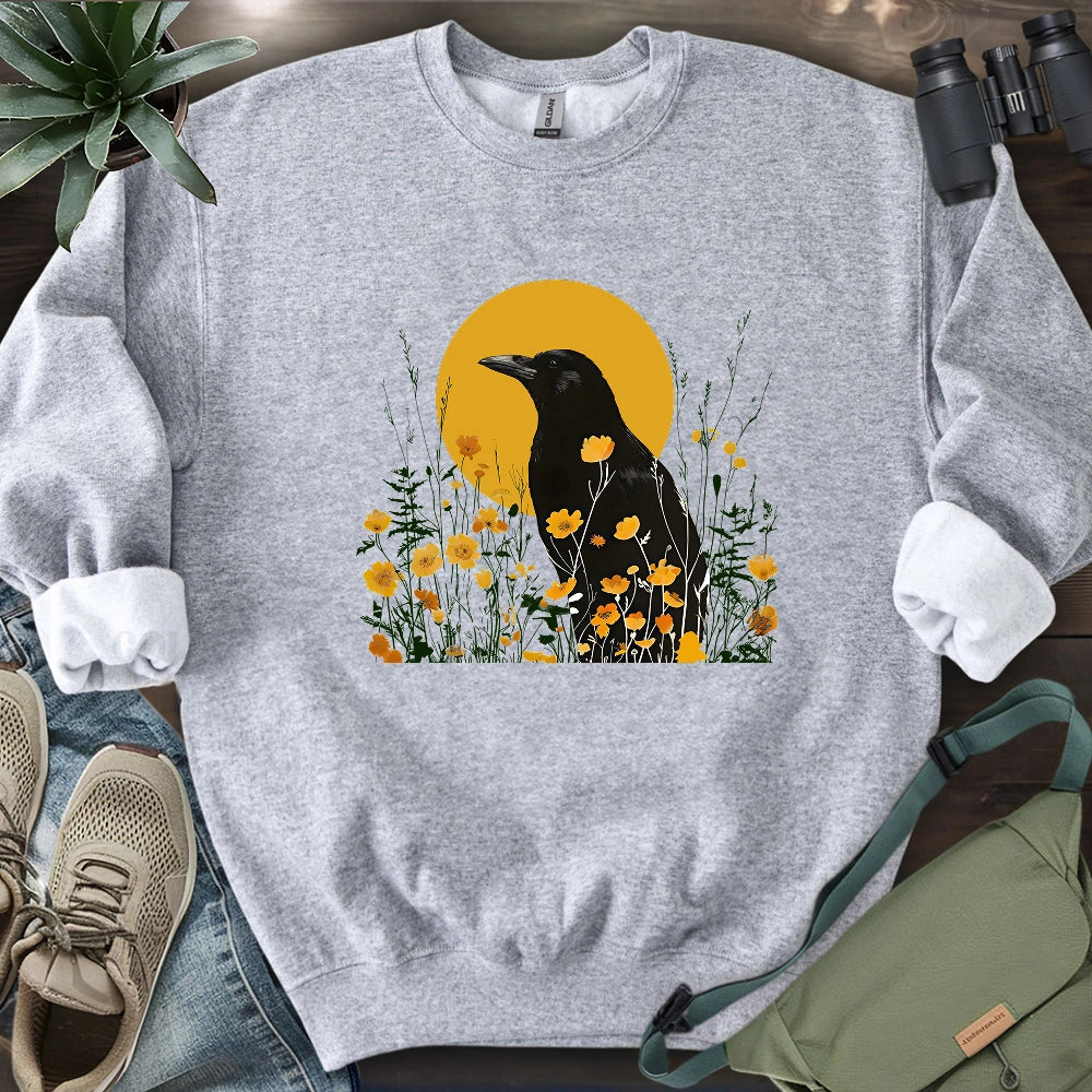 American Crow With Poppies Sweatshirt