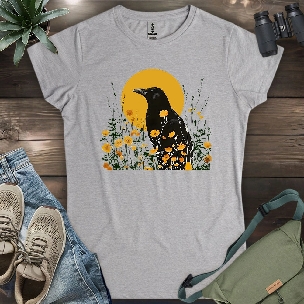American Crow With Poppies Women's T-shirt