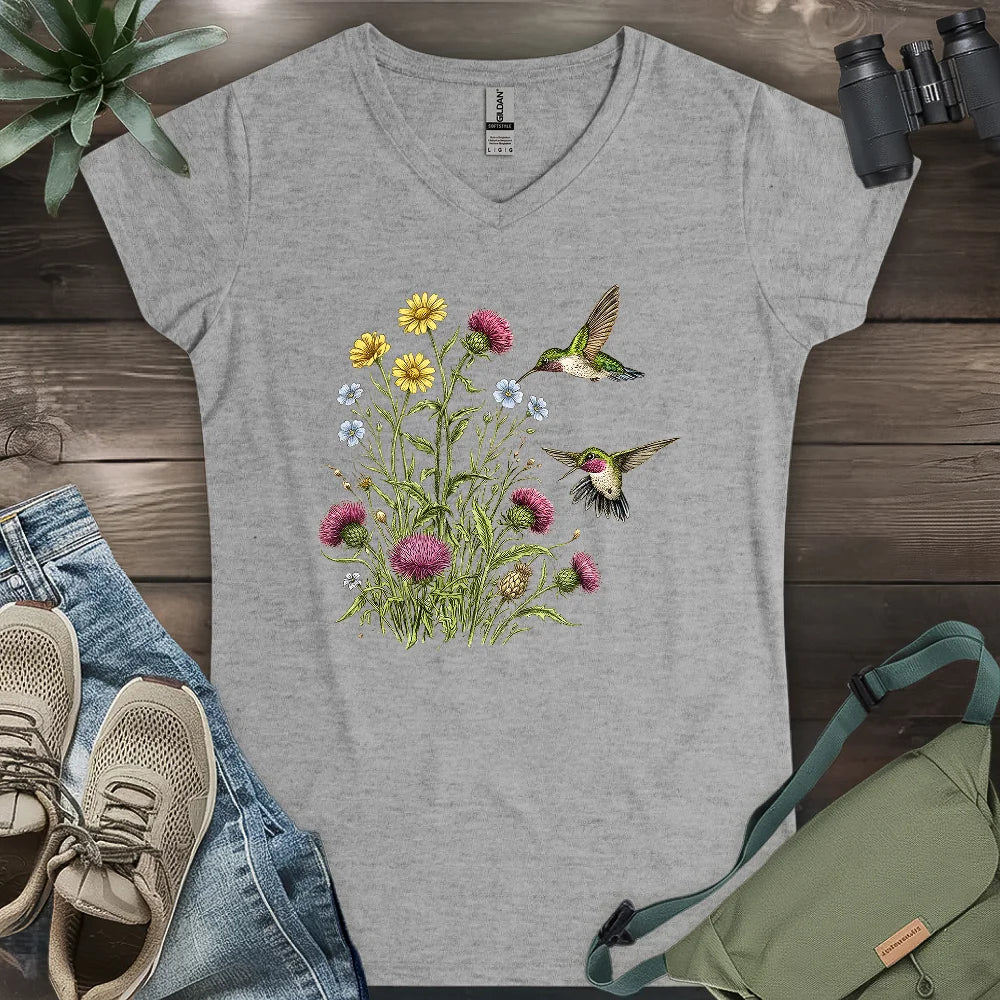 Attracted To Wildflowers Lady V-neck