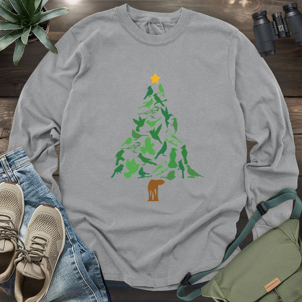 Backyard Birds Christmas Tree Long Sleeve T-shirt