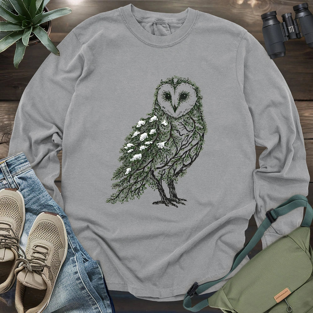 Barn Owl Made By Leaves Long Sleeve T-shirt