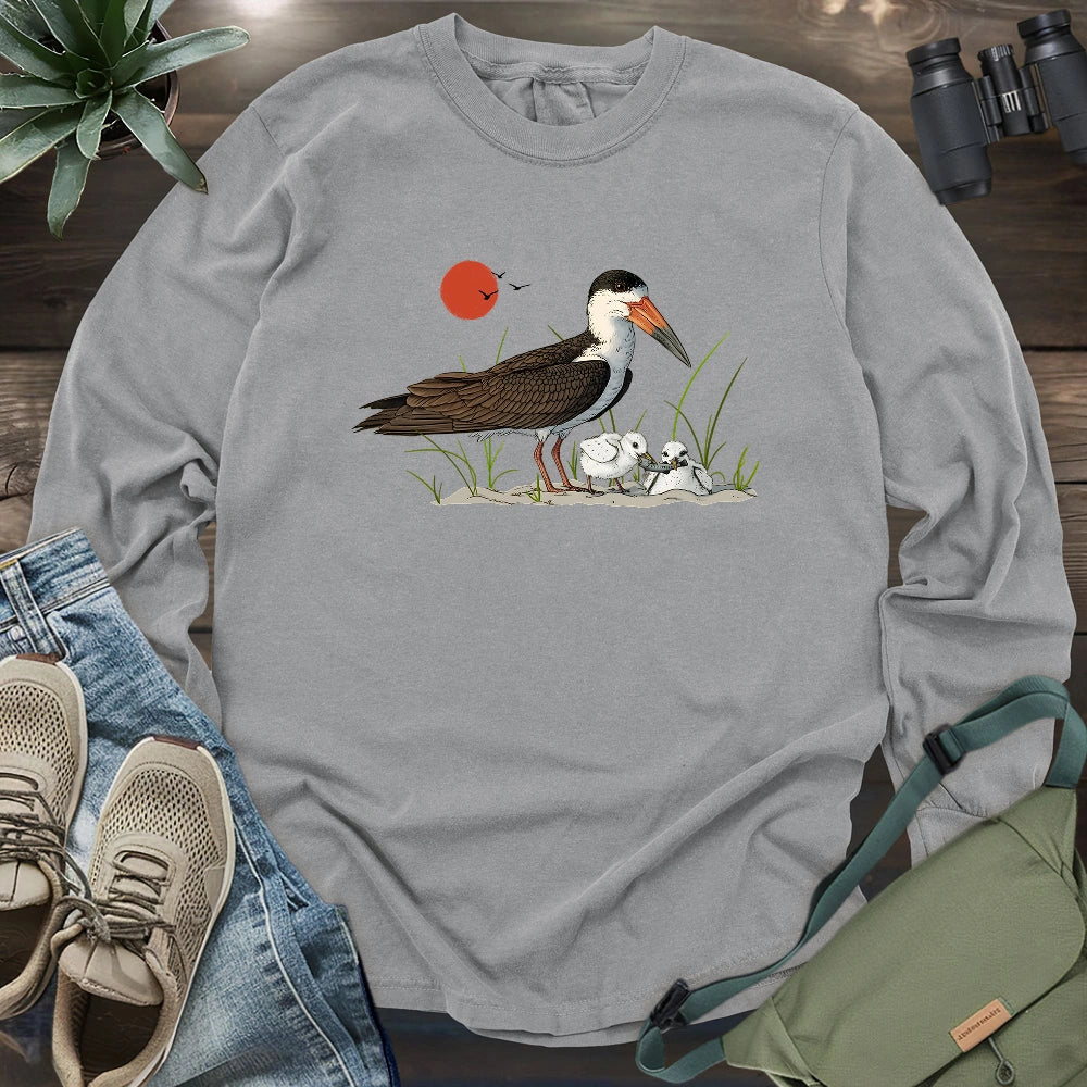 Black Skimmer With Chicks Long Sleeve T-shirt