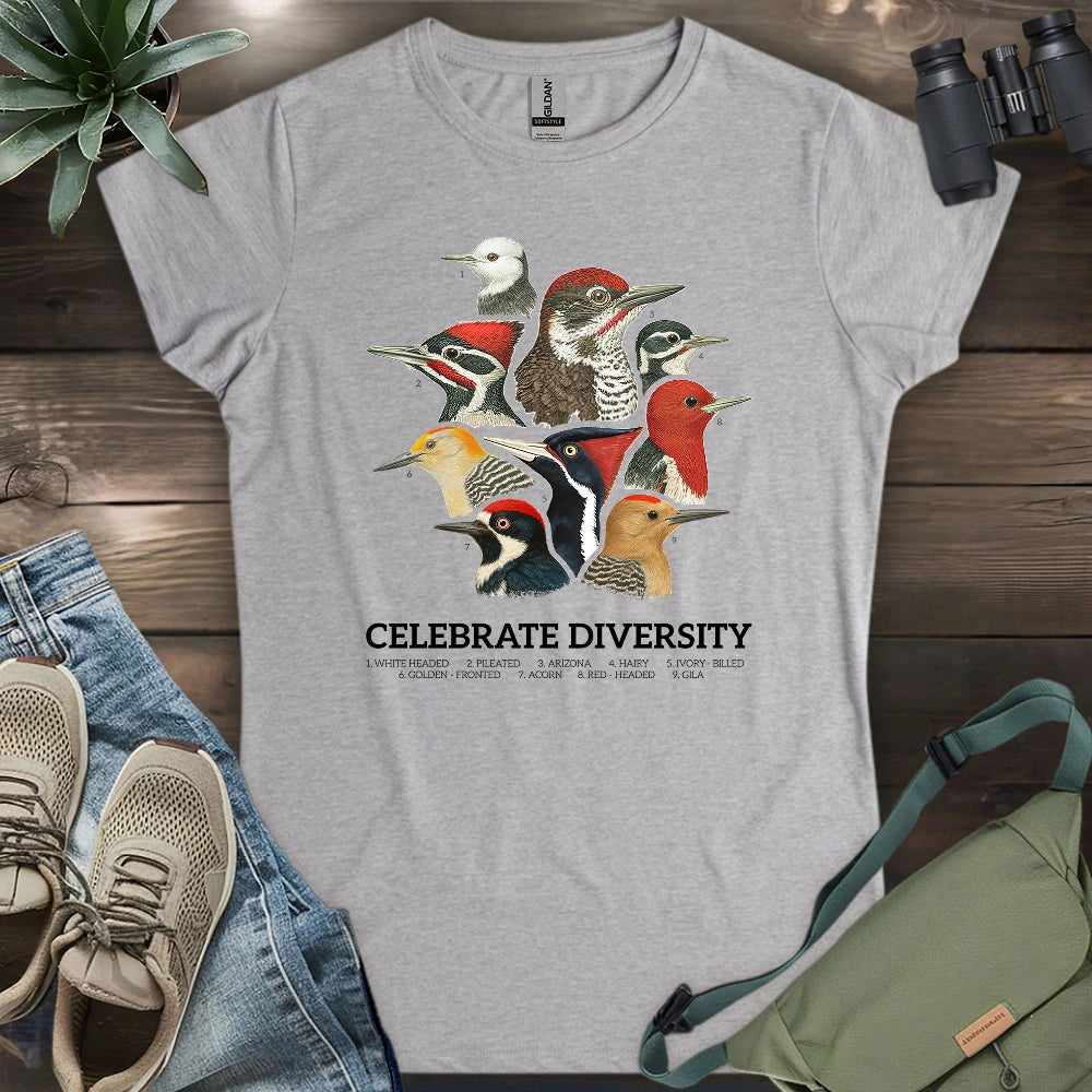 Celebrate Diversity Of Woodpeckers Women's T-shirt