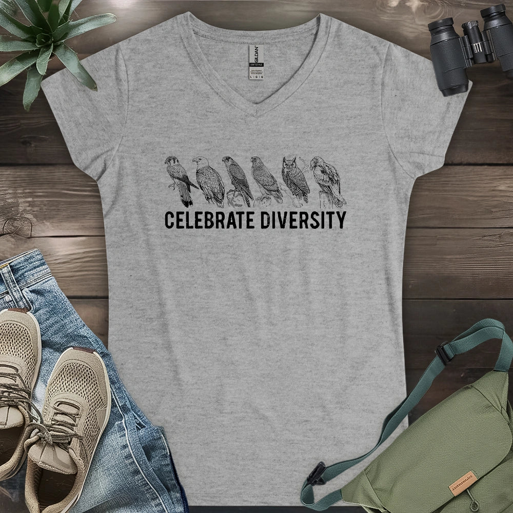 Celebrate Raptor Diversity Lady V-neck