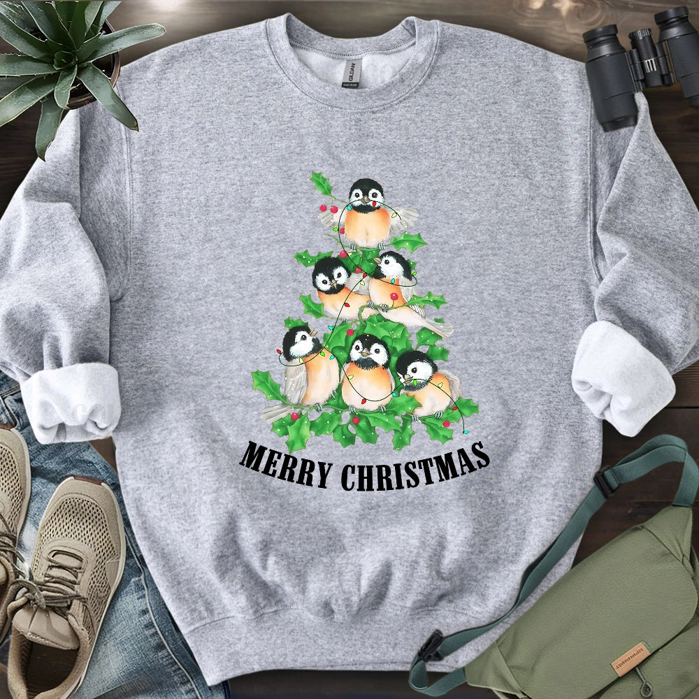 Chickadee Christmas Tree Sweatshirt