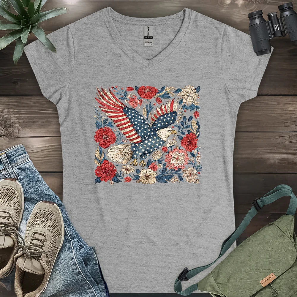 Eagle Of 4th Of July Lady V-neck