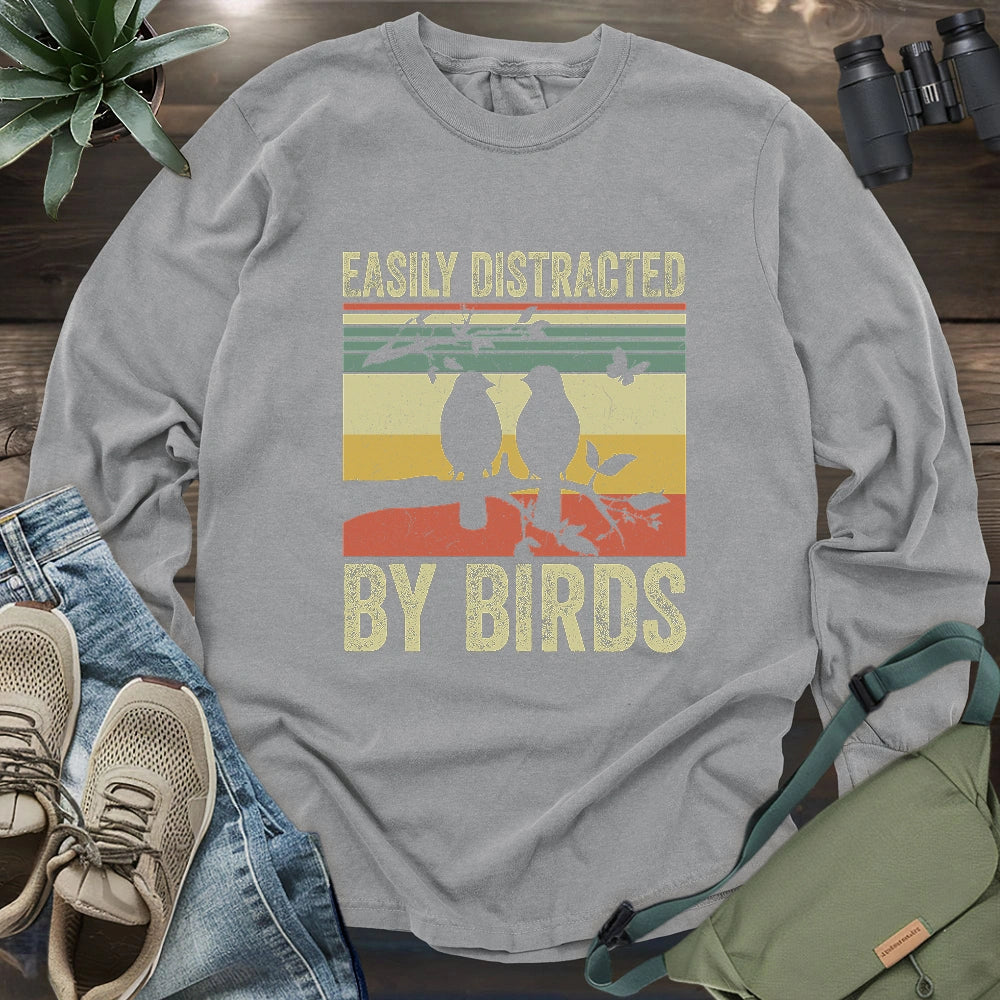 Easily Distracted By Bird Long Sleeve T-shirt