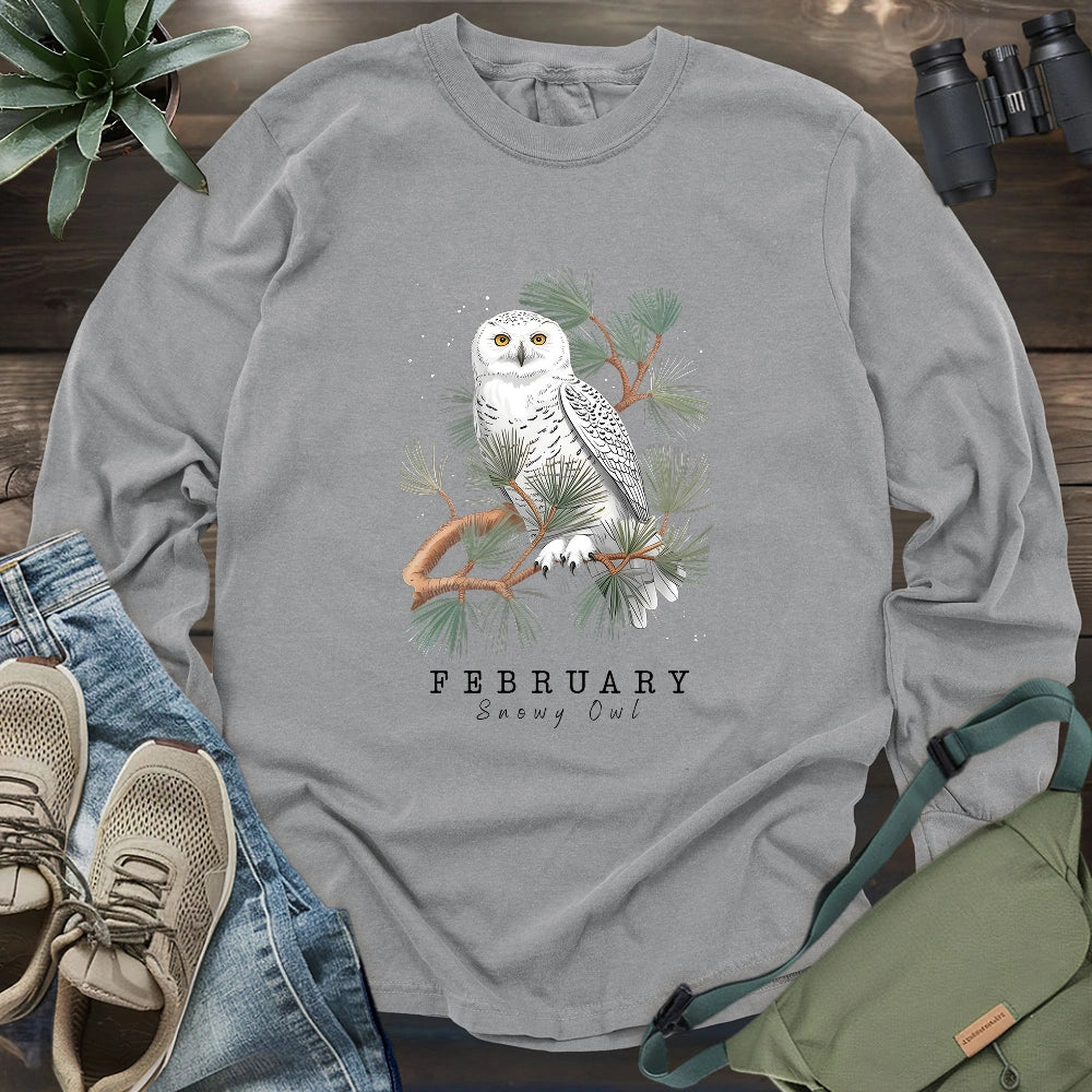 February Snowy Owl Long Sleeve T-shirt