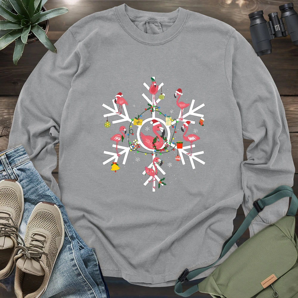 Flamingo Snowflake Long Sleeve T-shirt