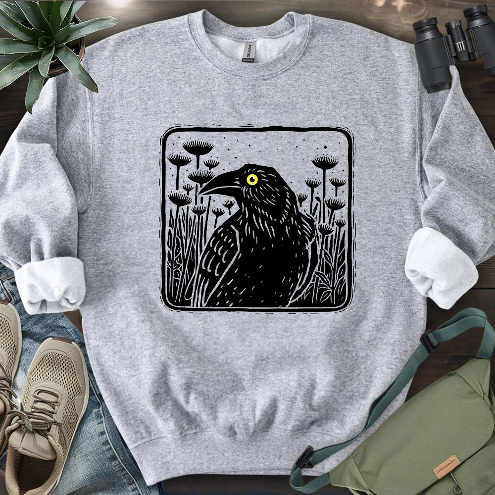 Floral Crow Silhouette Sweatshirt