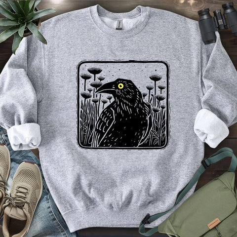 Floral Crow Silhouette Sweatshirt