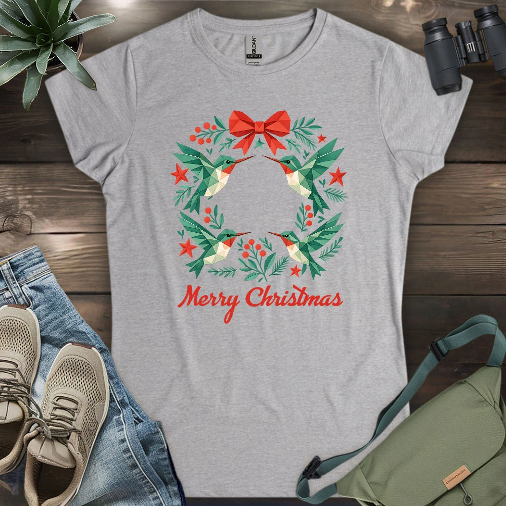 Geometric Hummingbird Wreath Women's T-shirt