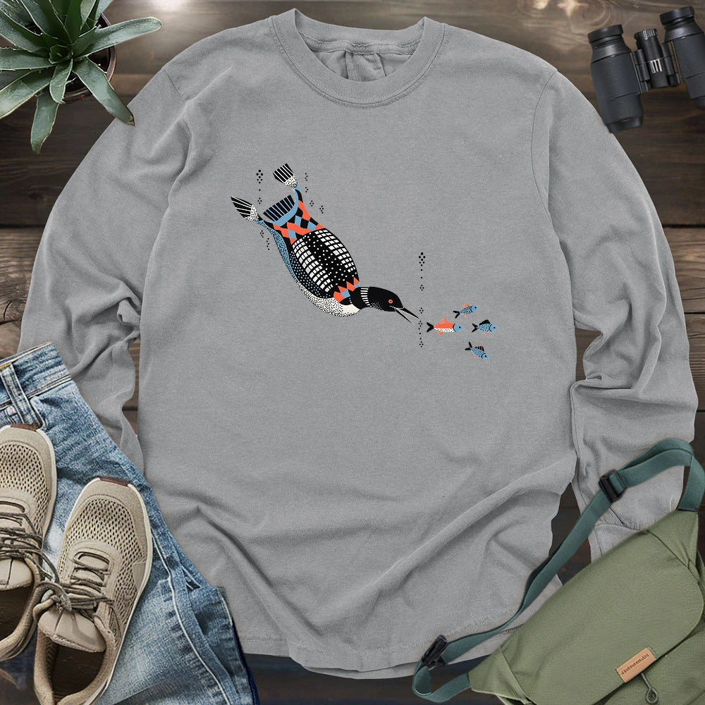Geometric Loon On The Hunt Long Sleeve T-shirt