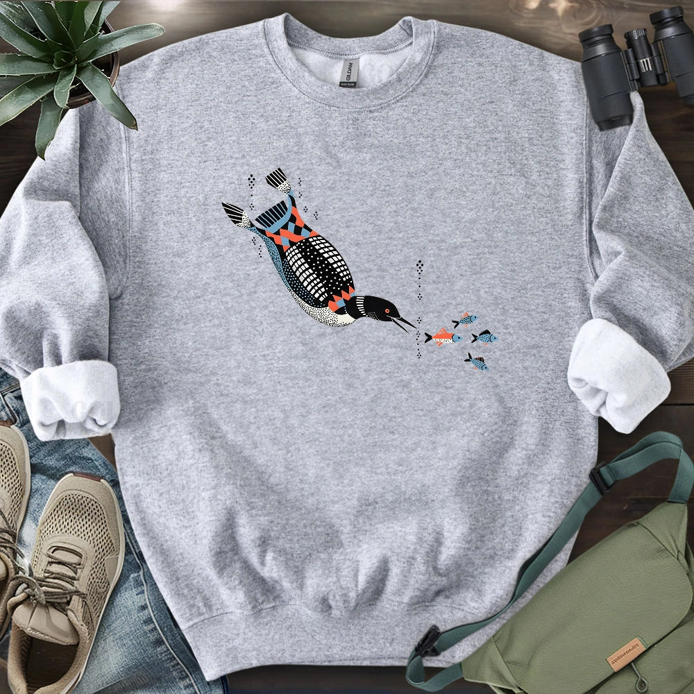 Geometric Loon On The Hunt Sweatshirt