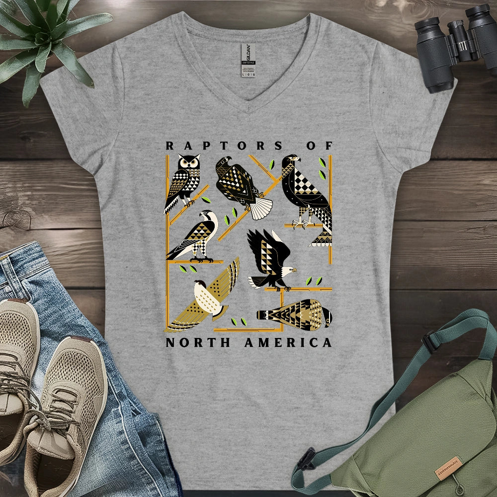 Geometric Raptors Of America Lady V-neck