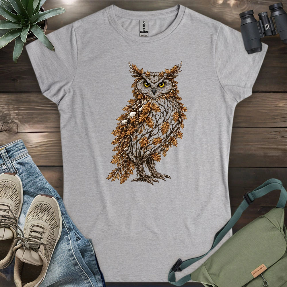 Great Horned Owl Made By Leaves Women's T-shirt