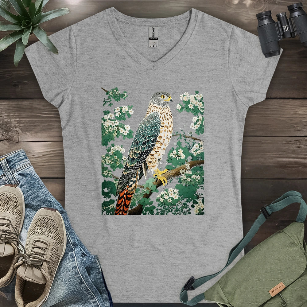 Hawk in Bloom Lady V-neck