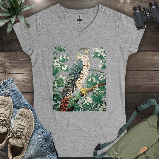 Hawk in Bloom Lady V-neck