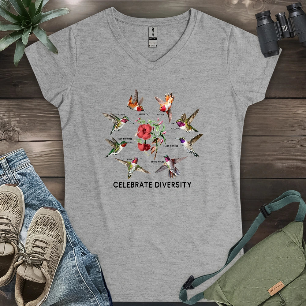 Hummingbird Diversity Lady V-neck