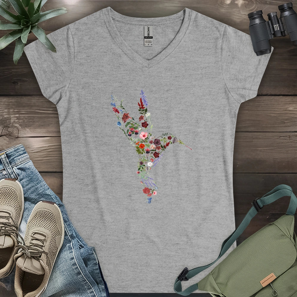 Hummingbird Made By Flowers Lady V-neck